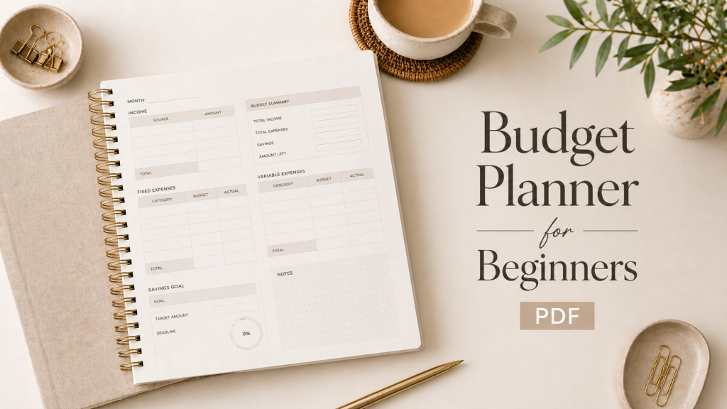 budget planner for beginners PDF printable simple budgeting system