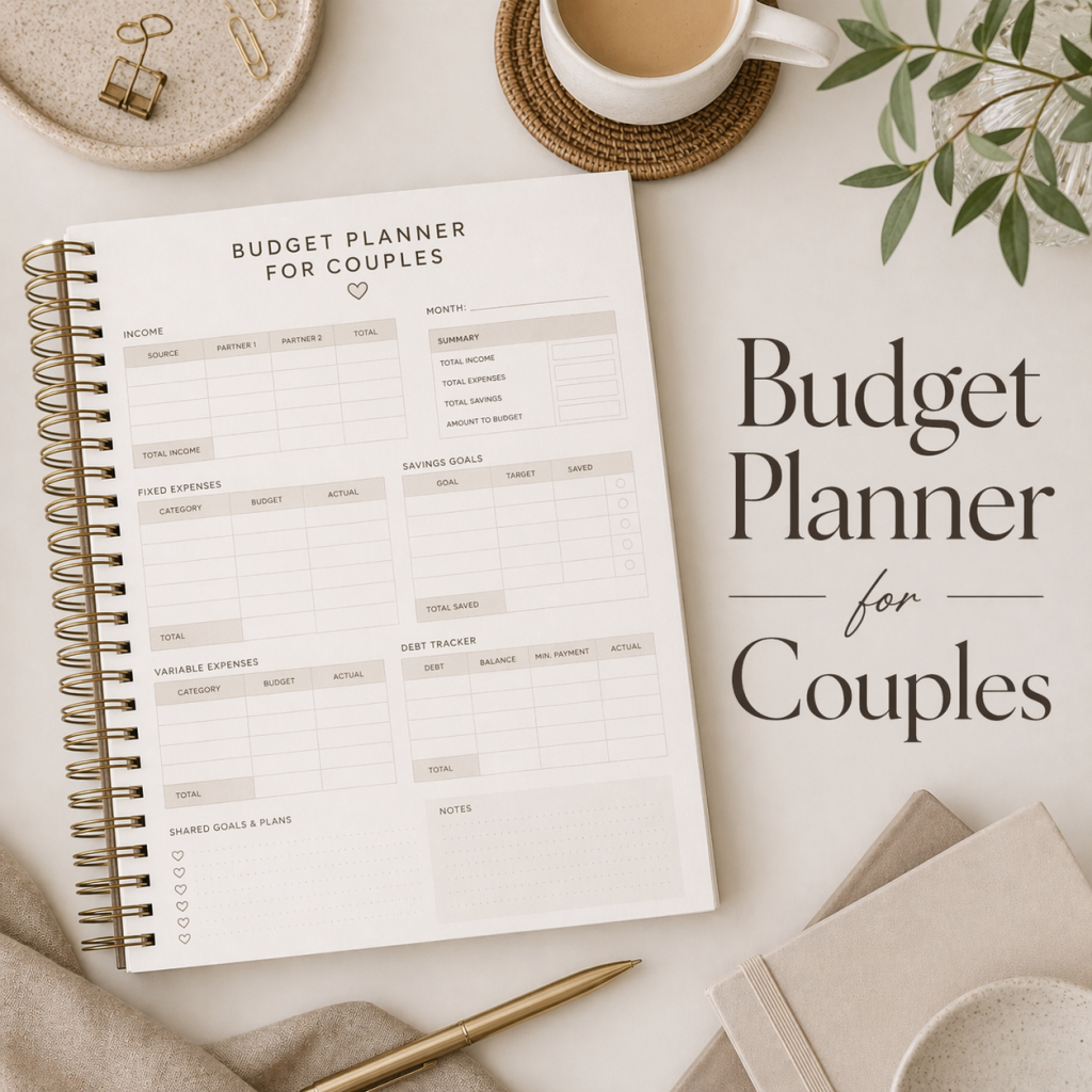 budget planner for couples printable PDF shared finances and expense tracking system