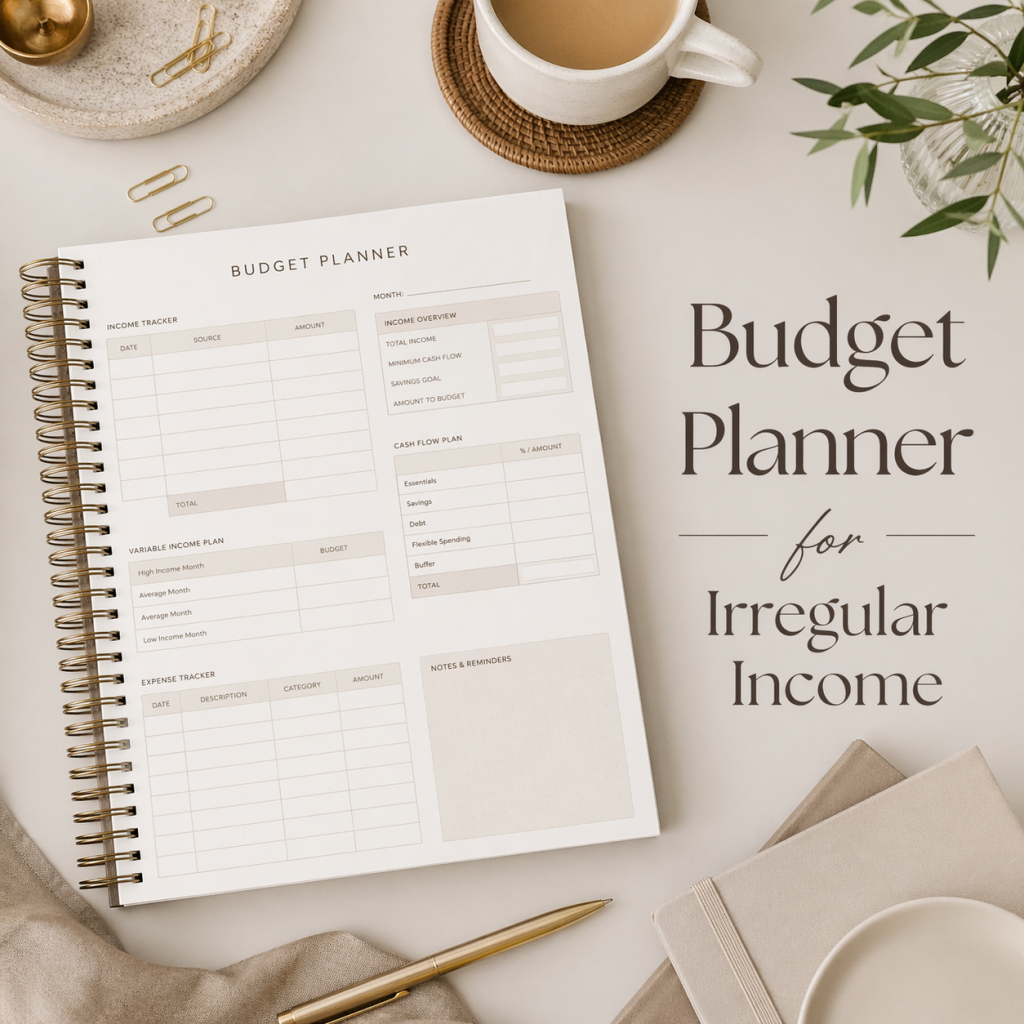 budget planner for irregular income printable PDF variable income budgeting system