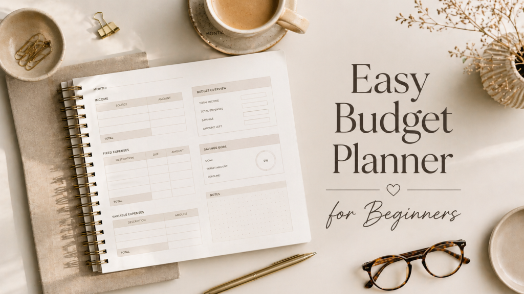 easy budget planner for beginners printable PDF simple budgeting system