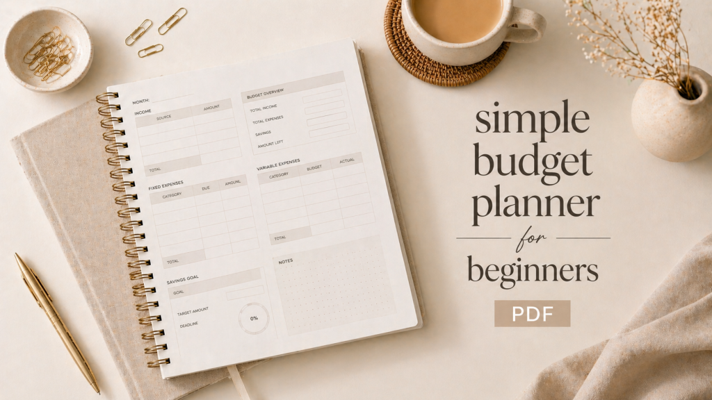 simple budget planner for beginners PDF printable easy budgeting system