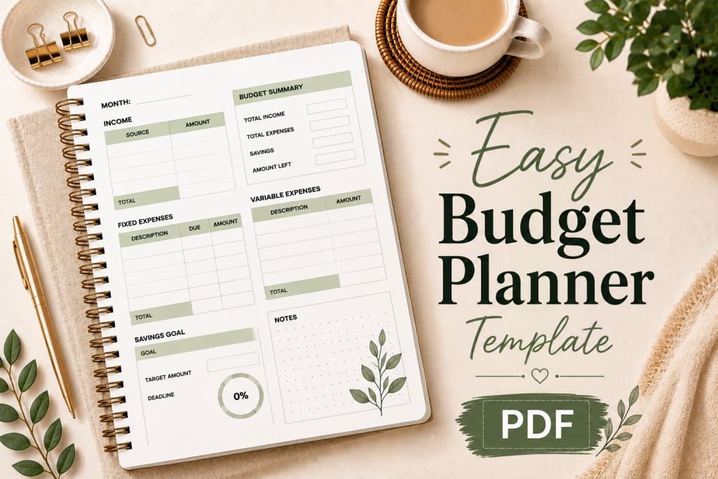 easy budget planner template printable budgeting system for beginners