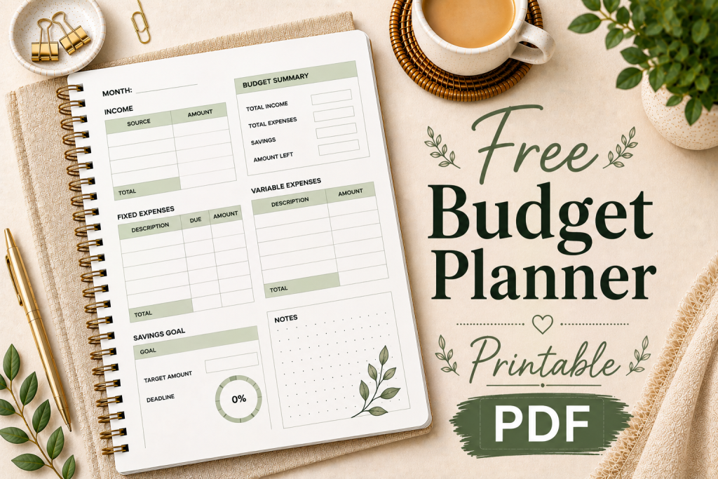 free budget planner printable PDF budgeting system for beginners