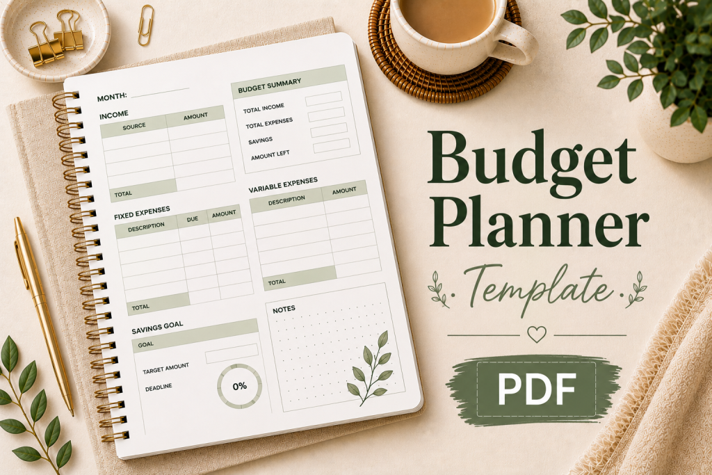 budget planner template PDF printable budgeting system for beginners