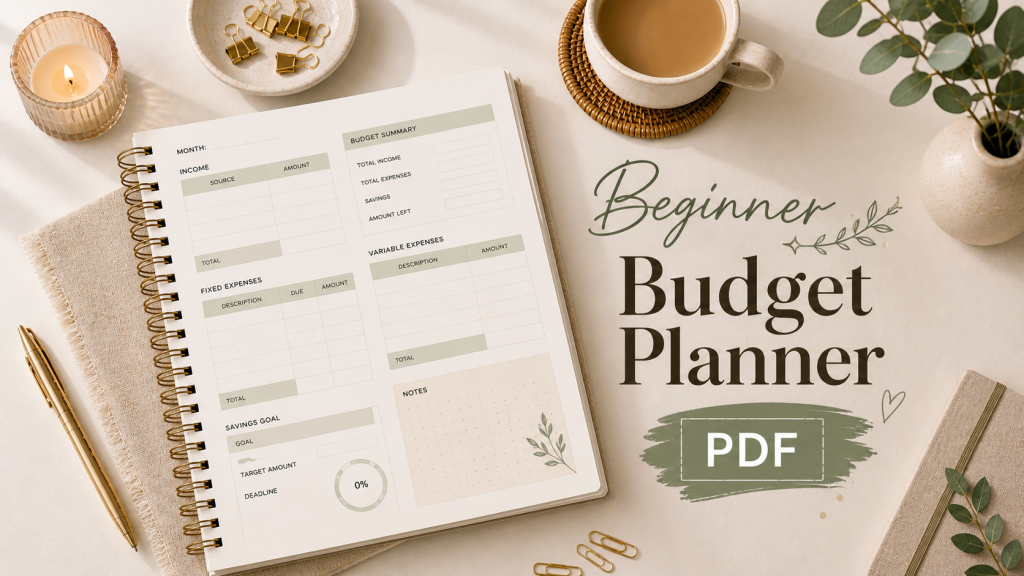 beginner budget planner PDF printable simple budgeting system
