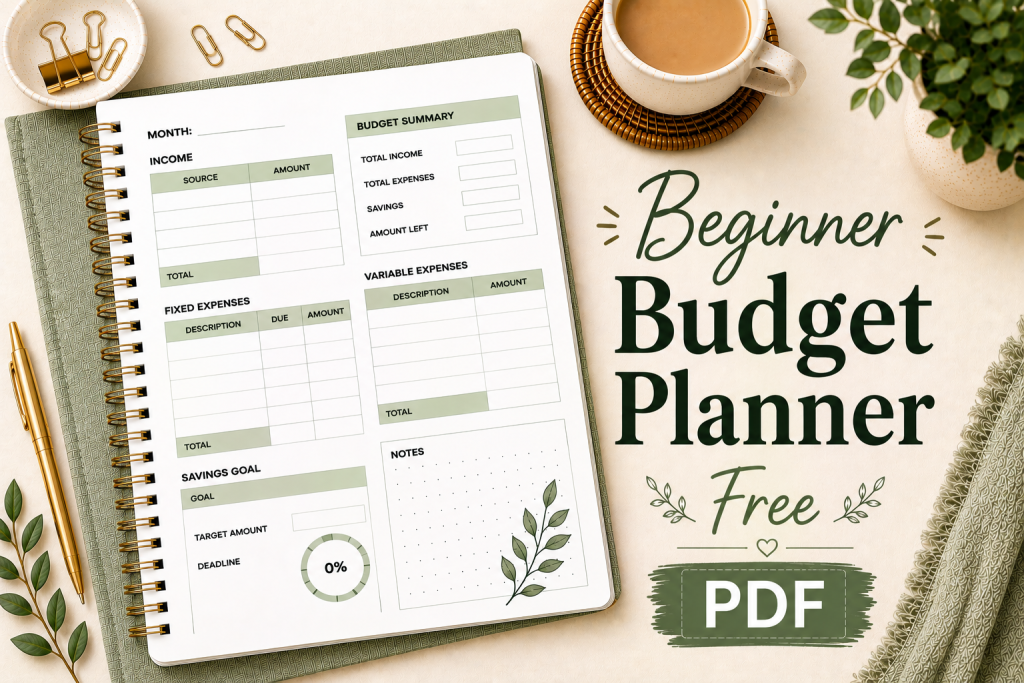 beginner budget planner free PDF printable budgeting system