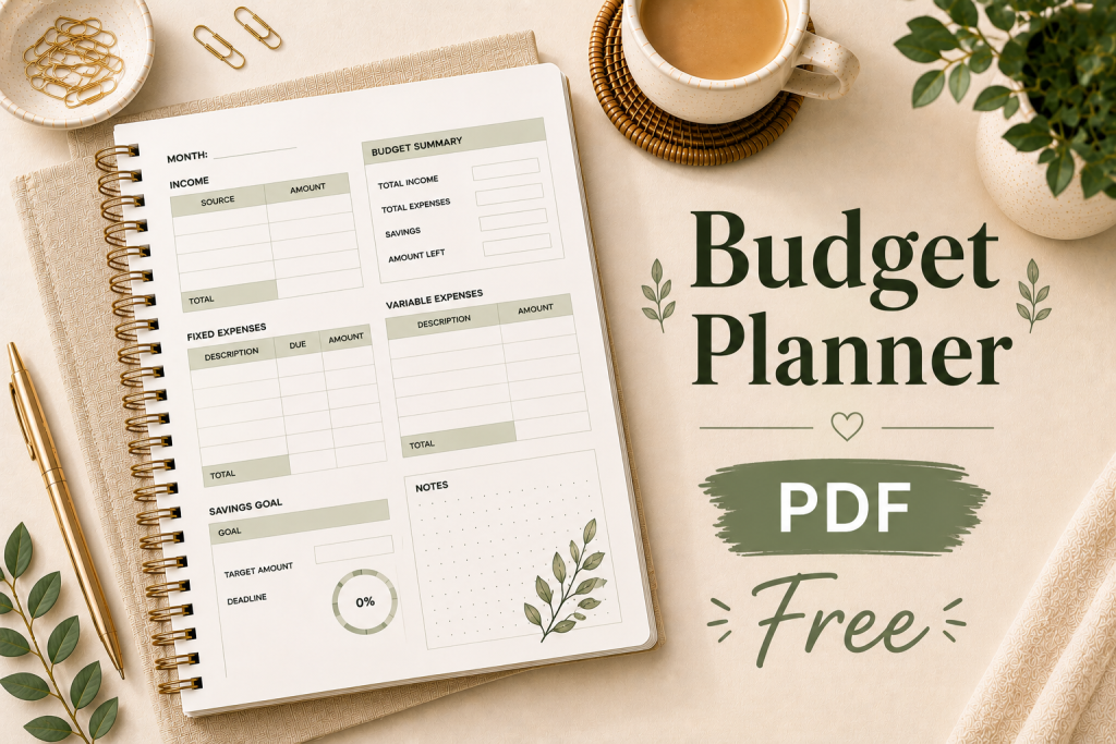 budget planner PDF free printable budgeting system for beginners
