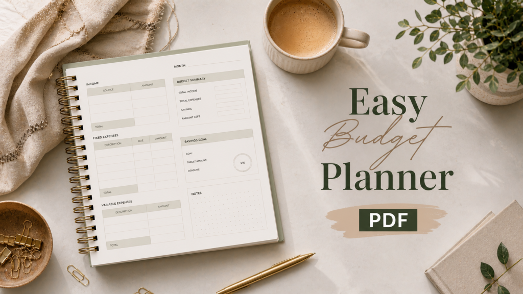 easy budget planner PDF printable simple budgeting system