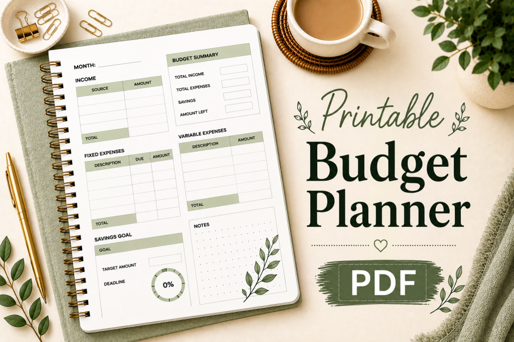 printable budget planner PDF budgeting system for beginners