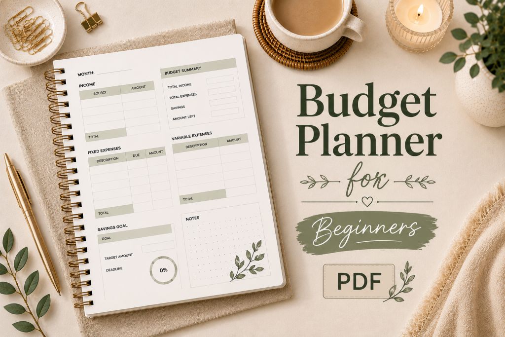 budget planner for beginners printable PDF simple budgeting system