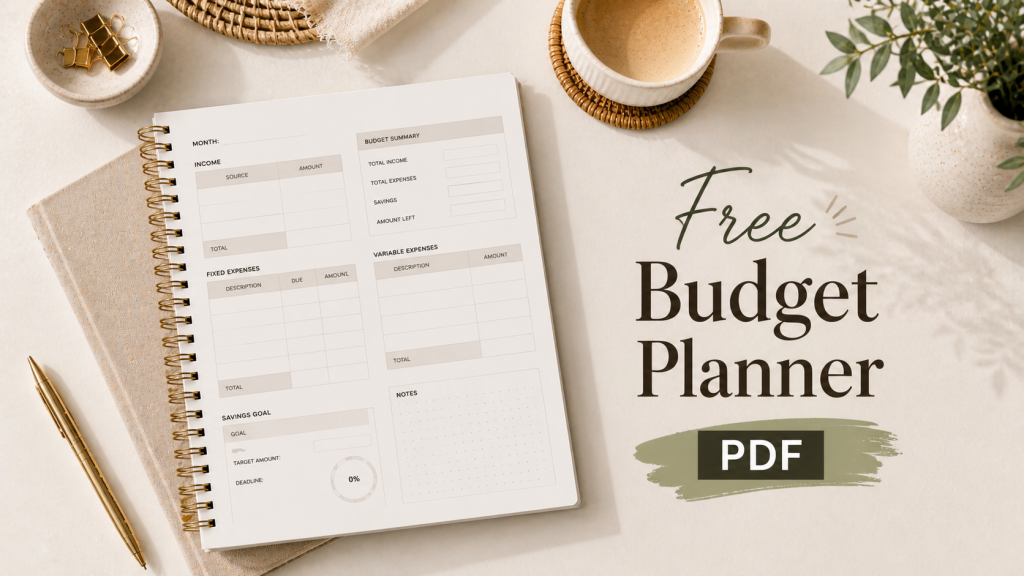 free budget planner PDF printable simple budgeting system