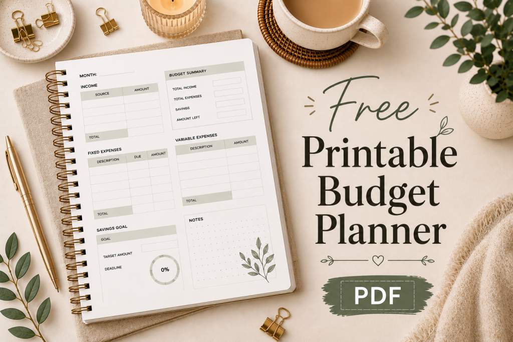 free printable budget planner PDF simple budgeting system for beginners