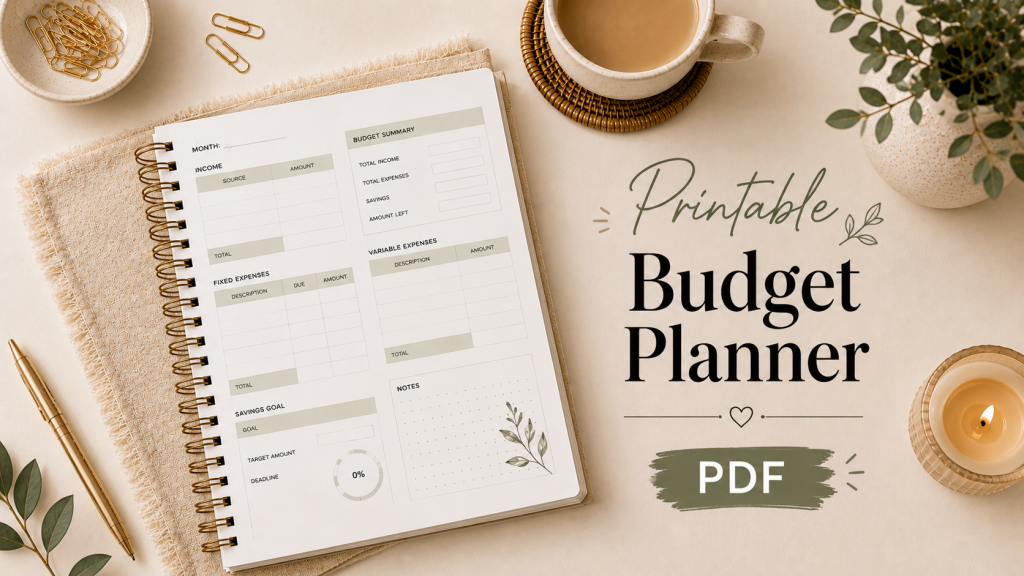 printable budget planner PDF simple budgeting template for beginners