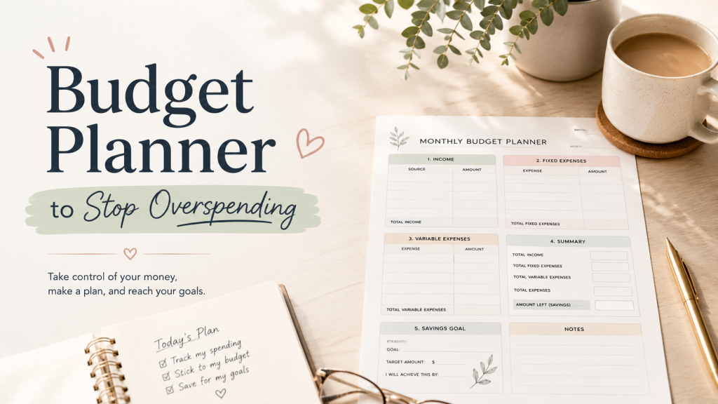 budget planner to stop overspending printable PDF for beginners