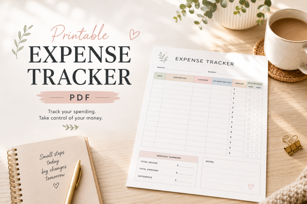 expense tracker printable PDF monthly budget tracker for beginners