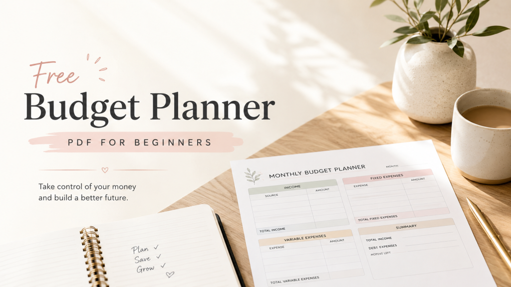 free budget planner PDF for beginners printable budgeting pages