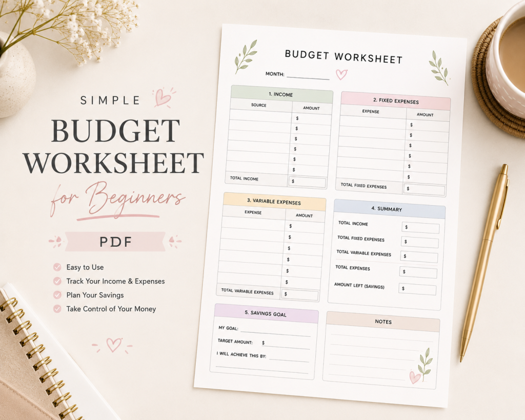 simple budget worksheet for beginners printable budgeting template