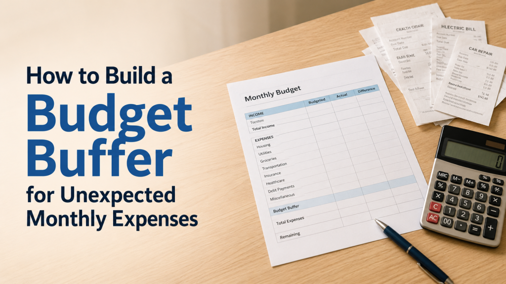 monthly budget with a small buffer reserved for unexpected household expenses